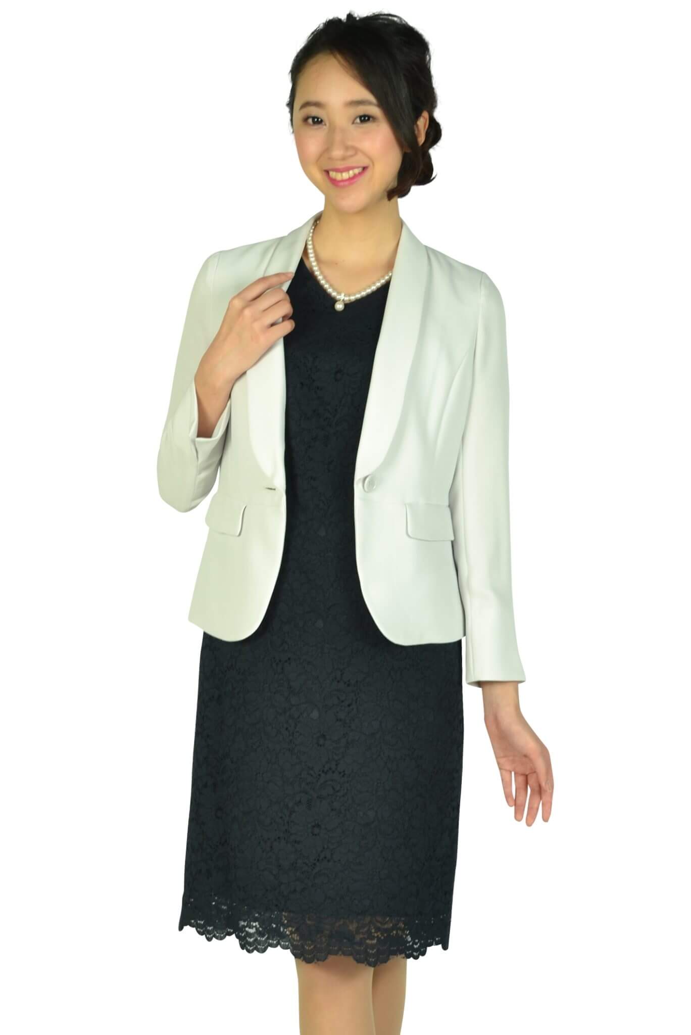ホワイト ジョーラ (White Joola)シンプルレースVネック濃紺ドレスセット