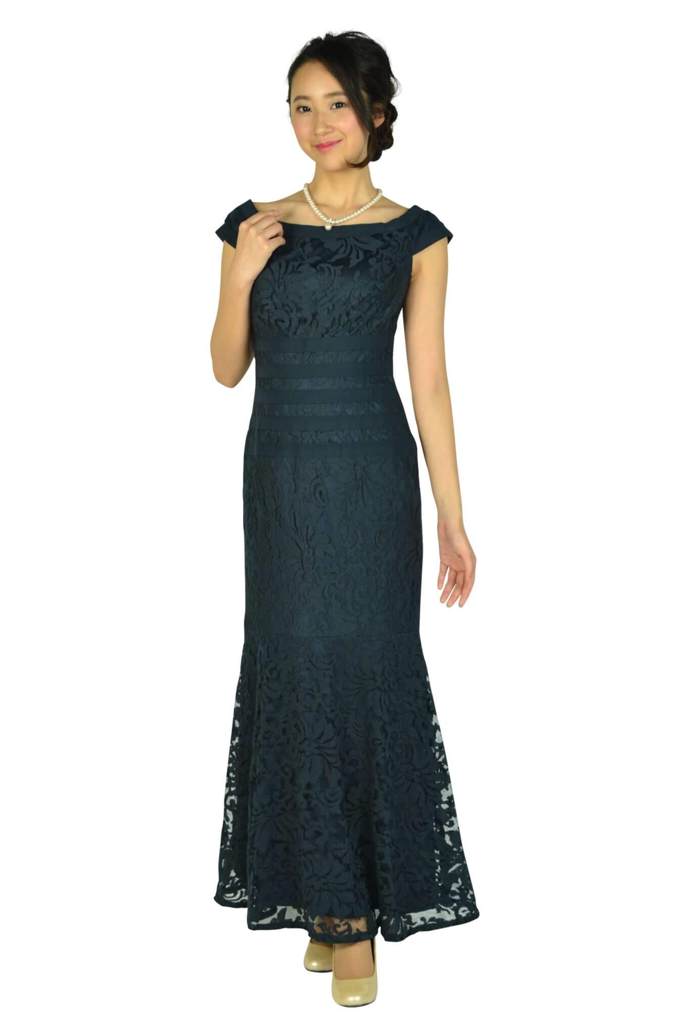 タダシ・ショージ(Tadashi Shoji) マーメイドラインロングネイビードレス