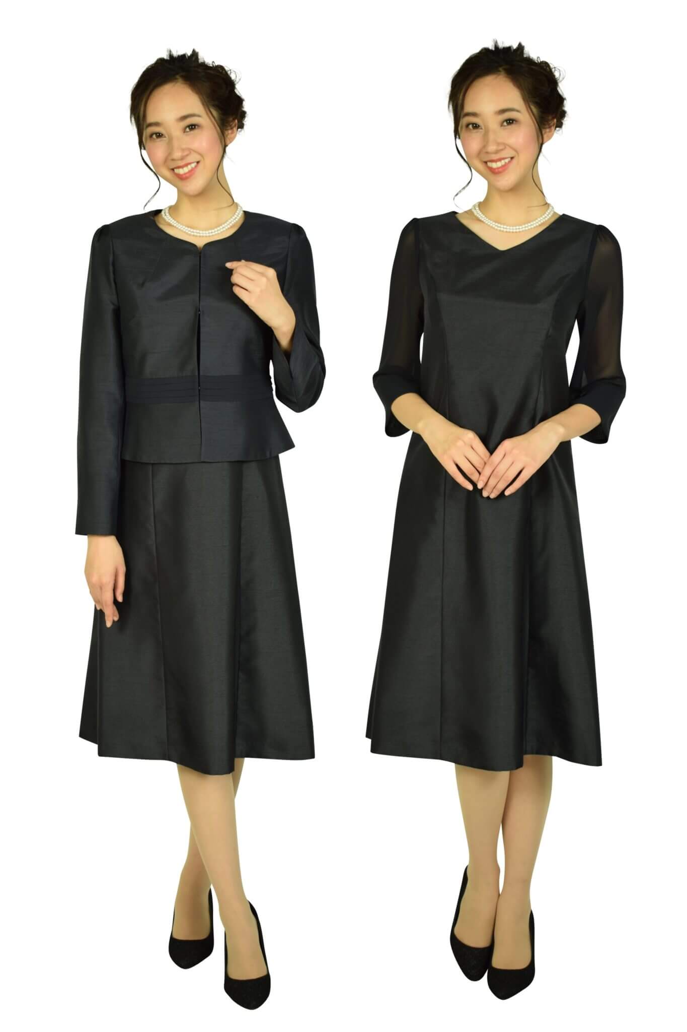 ドレス　デコ （DRESS DECO）上品シャンタンセレモニーネイビードレスセット