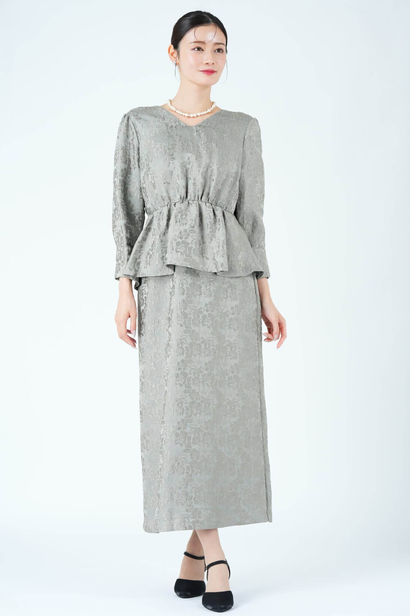 Callarus 光沢ジャガードバックシャングレードレス