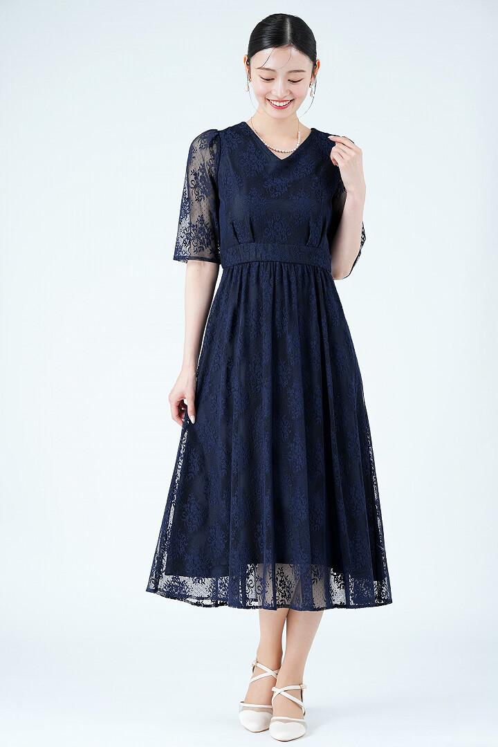 AIMER
総レースネイビードレス